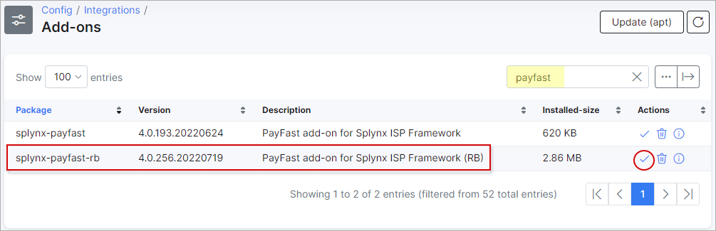 Integrations addons PF rb