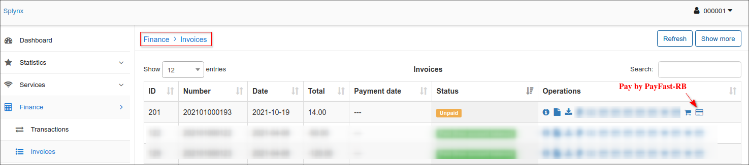 Pay invoice rb